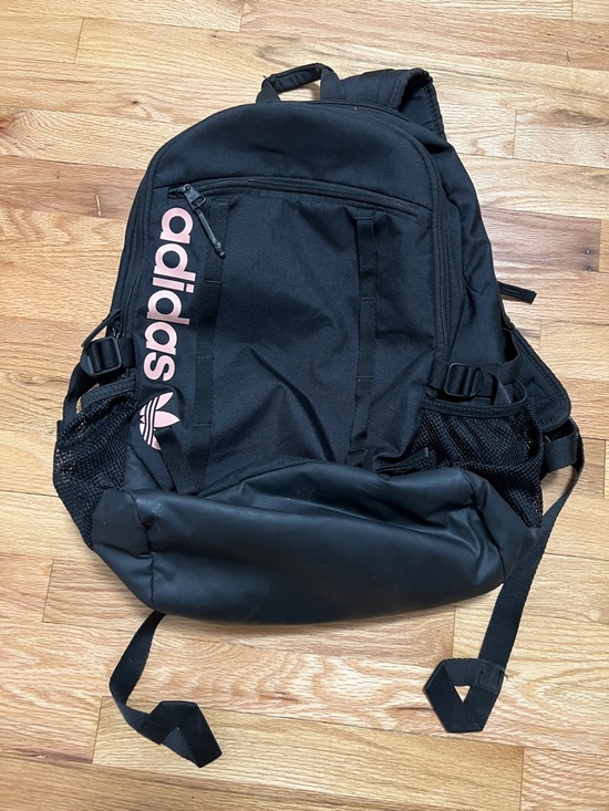 adidas Handbags - adidas Black Backpack with Pink Logo Trim